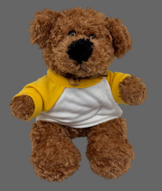 Classic Teddy Bear Plush – Yellow & White Shirt